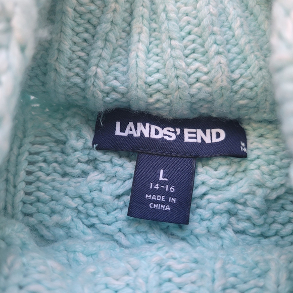 Lands’ End Women’s Light Blue Preppy Cable Knit Sweater Long Sleeve Size L 14/16 - Picture 3 of 11